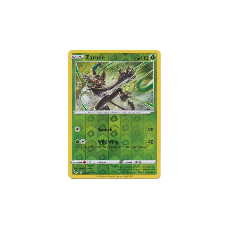 Zarude 27/264 Fusion Strike Reverse Holo Uncommon Pokémon TCG