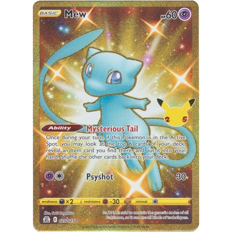 Pokemon - Mew 025/025 - Celebrations - Gold Full Art Card